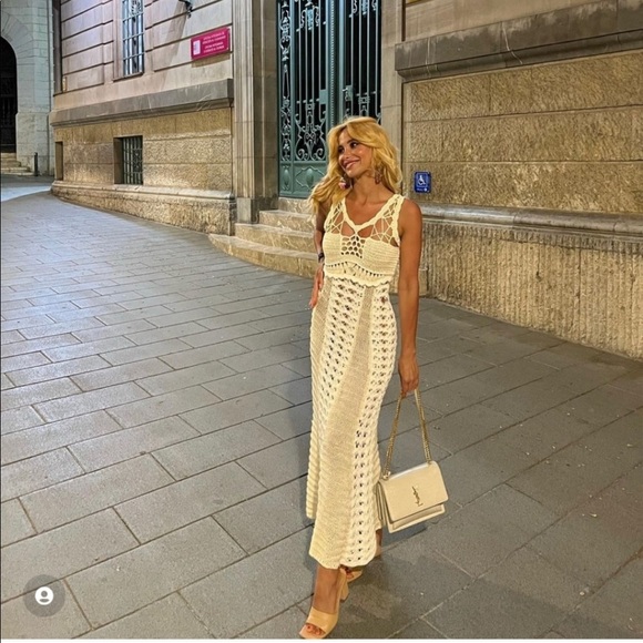 NWT ZARA LIMITED EDITION OPEN WORK CROCHETED KNIT DRESS - Picture 4 of 11